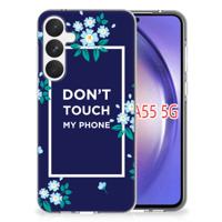 Samsung Galaxy A55 Silicone-hoesje Flowers Blue DTMP Samsung Galaxy A55 Silicone-hoesje Flowers Blue DTMP