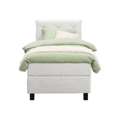 Boxspring Liv geruit - ecru - 90x200 cm - vierkante poot - Leen Bakker