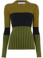 Proenza Schouler White Label pull rayé en maille nervurée - Vert