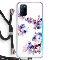 Waterverf bloemen: Oppo A92 Transparant Hoesje met koord