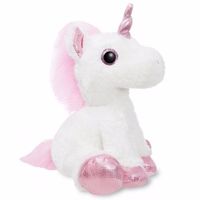 Pluche knuffel eenhoorn roze/wit 30 cm - thumbnail