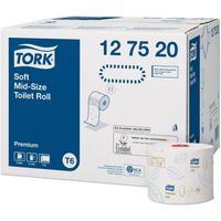 Tork Premium toiletpapier soft, mid-size, 2-laags, systeem T6, wit, pak van 27 rollen - thumbnail