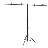 VidaXL Achtergrondstandaard t-vormig 201x60x(70-200) cm zwart