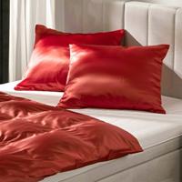 2 PACK: Kussenslopen Silk Satin Rood Effen Default Fresh And Co - Dekbed-Discounter.nl
