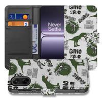 OnePlus Nord CE 5 | Bookcase | Hoesje met Dinosaurus Print en PU Leer