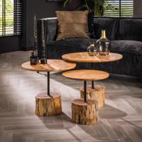 LifestyleFurn Salontafel Charish Acaciahout, Set van 3 stuks - Massief acacia naturel