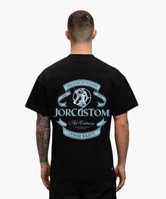 Jorcustom Ribbon Loose Fit T-Shirt Heren Zwart - Maat L - Kleur: LichtblauwZwart | Soccerfanshop