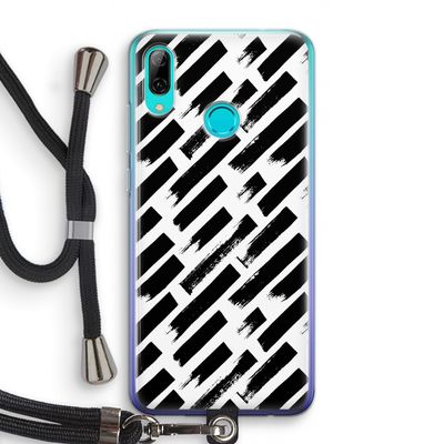 Zwarte vegen: Huawei P Smart (2019) Transparant Hoesje met koord