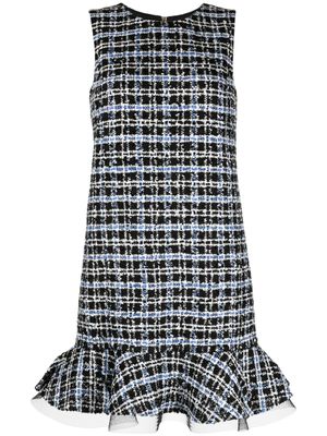 Carolina Herrera robe courte volantée en tweed - Noir