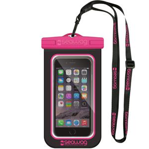 Waterproof hoesje voor smartphone/mobiele telefoon - zwart/roze - Met polsband - Telefoonhoesjes