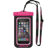 Waterproof hoesje voor smartphone/mobiele telefoon - zwart/roze - Met polsband - Telefoonhoesjes - thumbnail