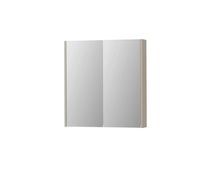 INK SPK2 spiegelkast met 2 dubbelzijdige spiegeldeuren, 2 verstelbare glazen planchetten, stopcontact en schakelaar 70 x 14 x 73 cm, mat kasjmier