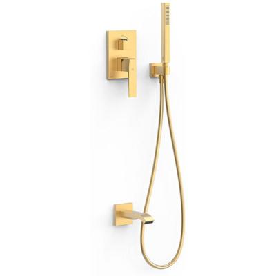 Regendouche set Tres Slim | Inbouw | Mengkraan | 2-weg | Vierkant | 24k Goud mat