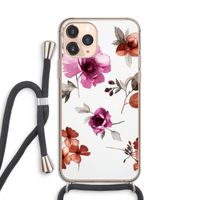 Geschilderde bloemen: iPhone 11 Pro Transparant Hoesje met koord
