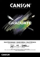 Tekenblok Canson Graduate Mixed Media black paper A3 20vel 240gr