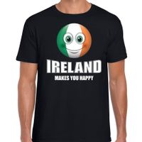 Ireland makes you happy landen t-shirt Ierland zwart voor heren met emoticon
