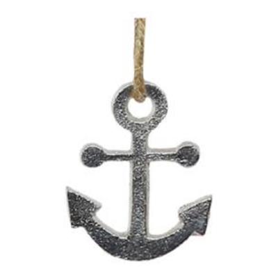 Zilveren anker hangertjes - aan jute touw - 6 cm - Maritieme decoraties - kerstboom hangers