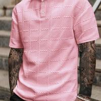 Bon&Bon Homme Heren Poloshirt - Grijs Casual Shirt met Textuur Roze / S