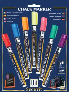 Securit Original SMA100 krijtstift Blauw, Groen, Oranje, Roze, Rood, Violet, Geel 7 stuk(s)