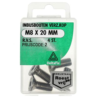 Inb.bout verz.kop m8x20mm rvs 4st - Deltafix