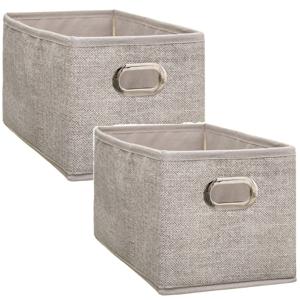 Opbergmand/kastmand - Set van 2x stuks - beige - linnen - 7 liter - 31 x 15 x 15 cm - Opbergbox - Va