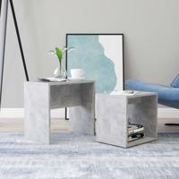 Salontafelset 48x30x45 cm bewerkt hout betongrijs