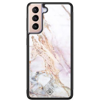 Samsung Galaxy S21 glazen hardcase - Parelmoer marmer