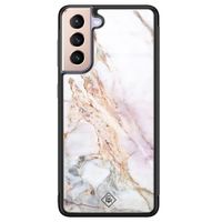 Samsung Galaxy S21 glazen hardcase - Parelmoer marmer