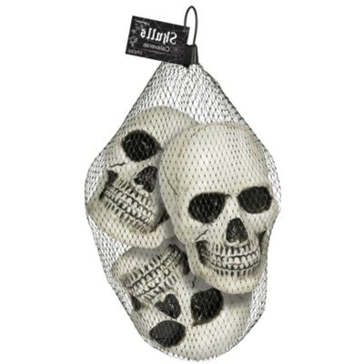 Horror/Halloween doodskoppen/schedels - 3x - wit/zwart - 10 cm - kunststof