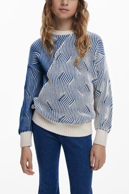 Gestreepte textuurtrui - BLUE - 7/8