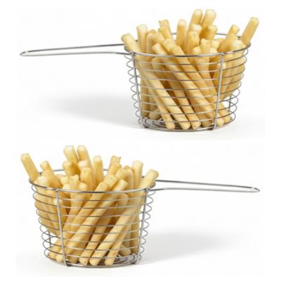 Cosy & Trendy Snackmandje - 6x - rond - patatmandje - RVS - D19 x H7 cm - mini frituurmandje