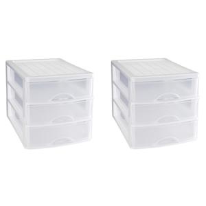 PlasticForte Ladeblok - 2x stuks - 3 lades - wit - L35,5 x B27 x H26 cm - bureau organizer