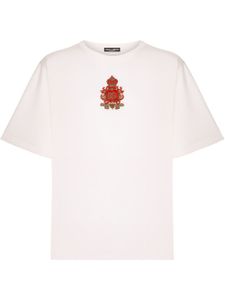 Dolce & Gabbana t-shirt en soie à patch poitrine - Blanc