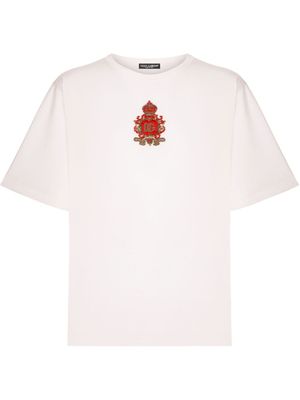 Dolce & Gabbana t-shirt en soie à patch poitrine - Blanc