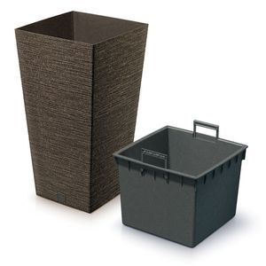 Plantenpot/bloempot - voor buiten - kunststof - koffie bruin - Eco wood look - D20 x H38 cm