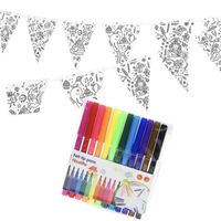 Verjaardag slinger/vlaggenlijn om in te kleuren met stiften voor kinderen   -