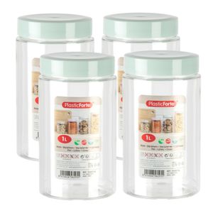 Voorraadpot/bewaarpot - 4x - 1L - kunststof - mint groen - B10 x H17 cm