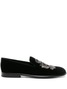 Dolce & Gabbana Coat of Arms-embroidered slippers - Noir