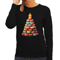 Kersttrui/sweater dames - kerstboom van donuts - zwart - lekkernijen - Merry Christmas Kersttrui/sweater dames - kerstboom van donuts - zwart - lekkernijen - Merry Christmas