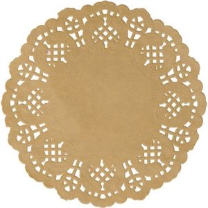 60x Bruiloft/trouwerij placemats bruin/naturel 35 cm met kanten uitsnede   -