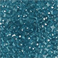 Creativ Company Facet kralen, d 4 mm, gatgrootte 1 mm, turquoise, 45 stuk/ 1 doos