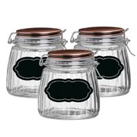 Weckpot/inmaakpot - 6x - 1L - glas - met beugelsluiting - incl. etiketten