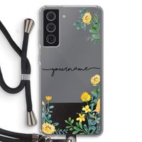 Gele bloemen: Samsung Galaxy S21 FE Transparant Hoesje met koord