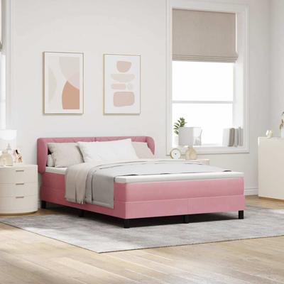 Boxspringbed met matras fluweel roze 160x200 cm