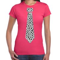 Verkleed T-shirt dames - roze - voetbal stropdas - EK/WK/themafeest