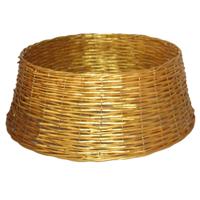 Kerstboomrok/kerstboommand - goud - gevlochten wilg - D48 cm en H21 cm - voor kerstboom van 180-210
