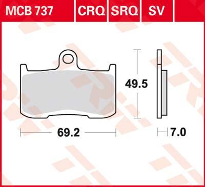 TRW Remblokken, en remschoenen voor de moto, MCB737 Allround organisch