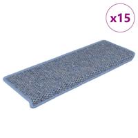 VidaXL Trapmatten zelfklevend 15 st sisal-look 65x21x4 cm blauw