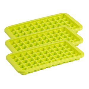 4x stuks Trays met Cocktail ijsblokjes/ijsklontjes vormen 50 vakjes kunststof groen