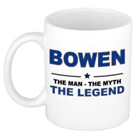 Bowen cadeau mok - man myth legend - naam koffiemok / beker - wit en blauw - 300 ml